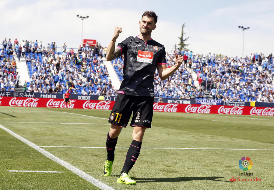 Leo Baptistao celebra su gol ante el Leganés